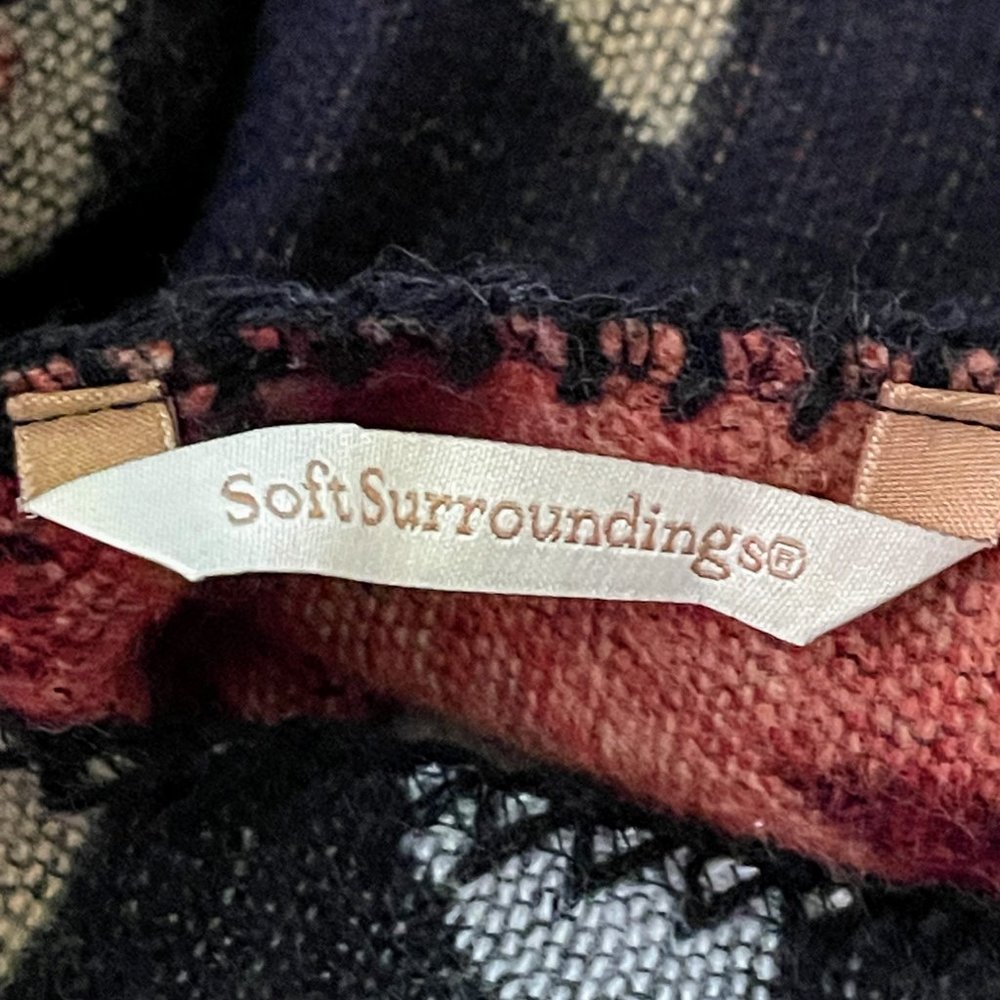 Soft Surroundings Multi Whistler Reversible Southwestern Aztec Poncho Ruana Cape - Picture 7 of 10